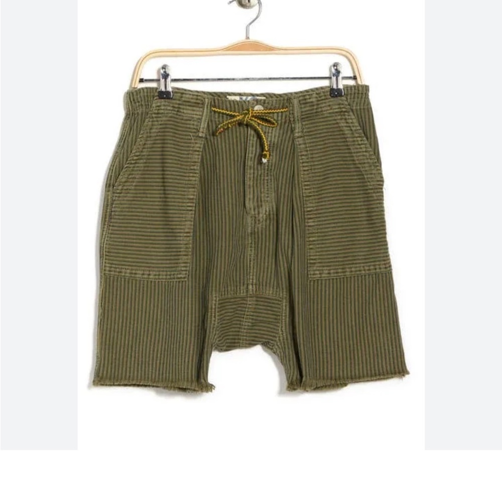 Free People Olive Green Striped Shorts - Picture 2 of 6